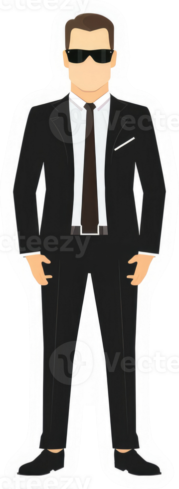 A stylized illustration of a man in a formal black suit. png