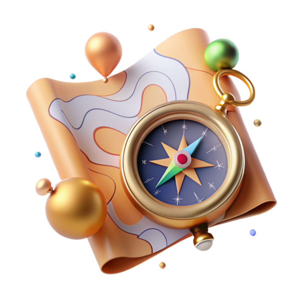 dramatic abstract Antique Compass and Map Isolated high resolution png