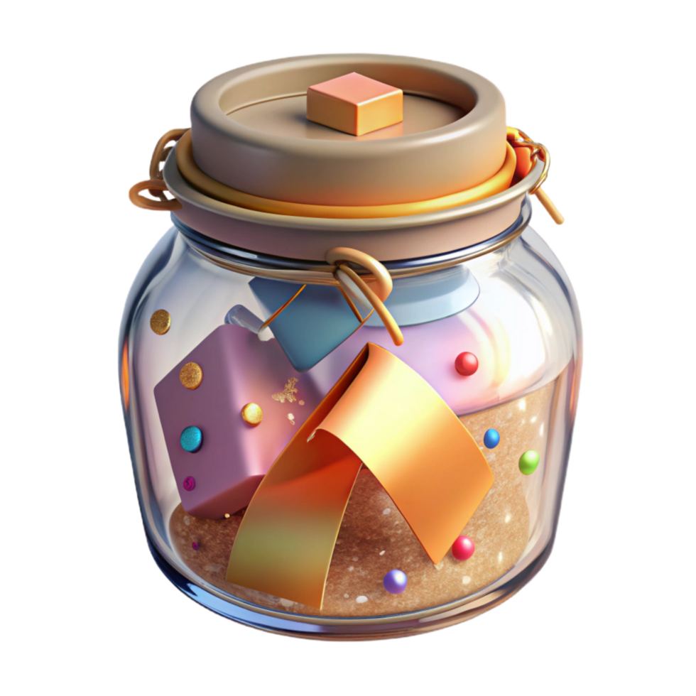 elegant traditional Glass Jar with Recycled Paper Label Transparent Background premium png