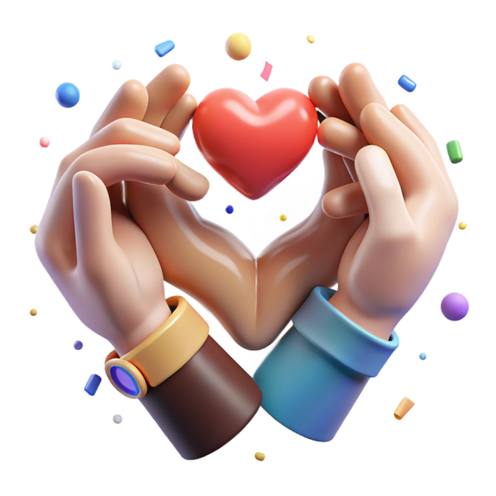 magnificent abstract Diverse Hands Forming Heart Unity Symbol Transparent Background original png