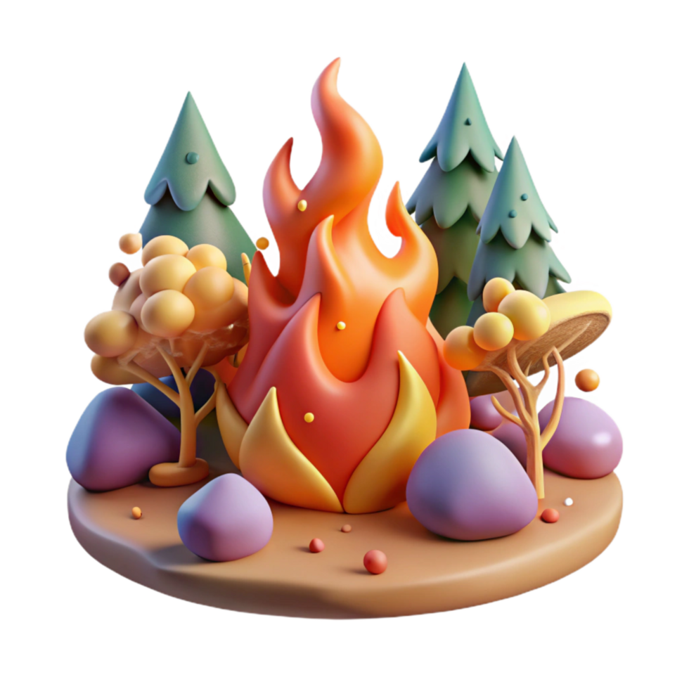 vibrant contemporary Forest Fire Realistic Style Cutout professional png