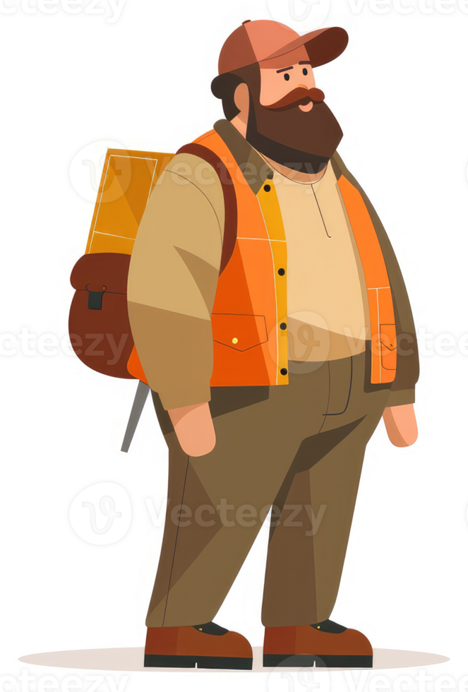 A cartoon illustration of a person in work attire carrying a backpack. png