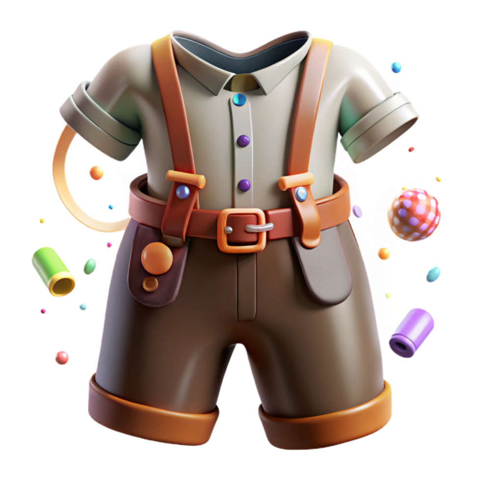 wonderful vintage Austrian Lederhosen with Horn Buttons Transparent Background professional png