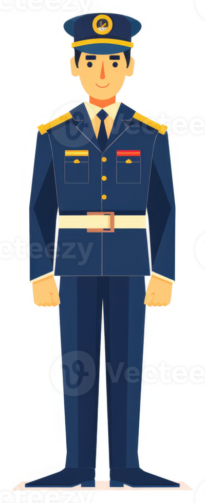 A uniformed military officer in formal navy blue attire. png