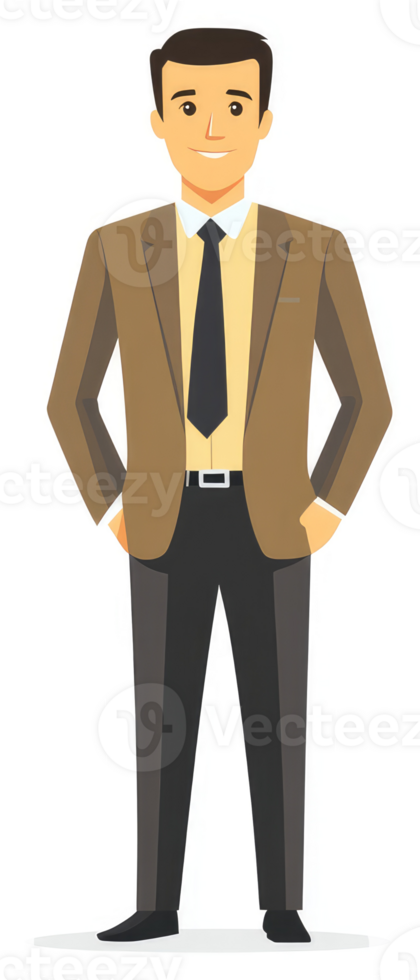 A confident man in a business suit, smiling and poised. png