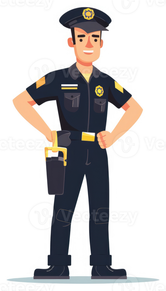 A confident security guard in a dark uniform. png