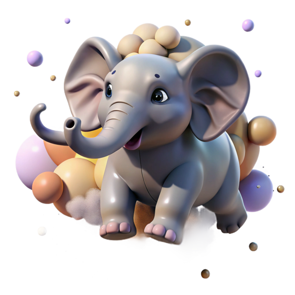 elegant modern Elephant Calf Playing Dust Cloud Isolated genuine png
