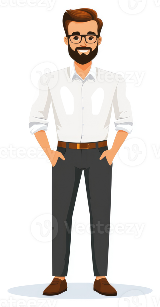 A cartoon illustration of a man in business attire. png