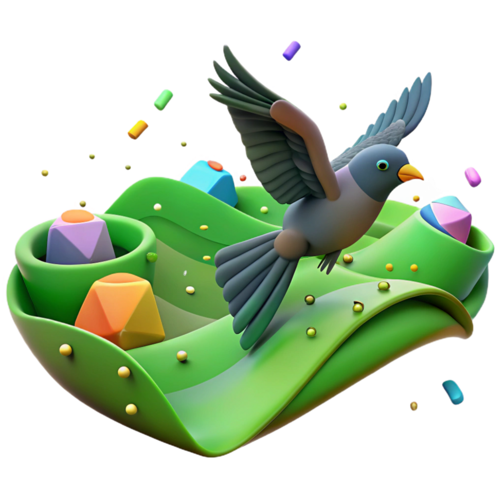beautiful rustic Bird Flying Over Green Fields Transparent Isolated Background high resolution png