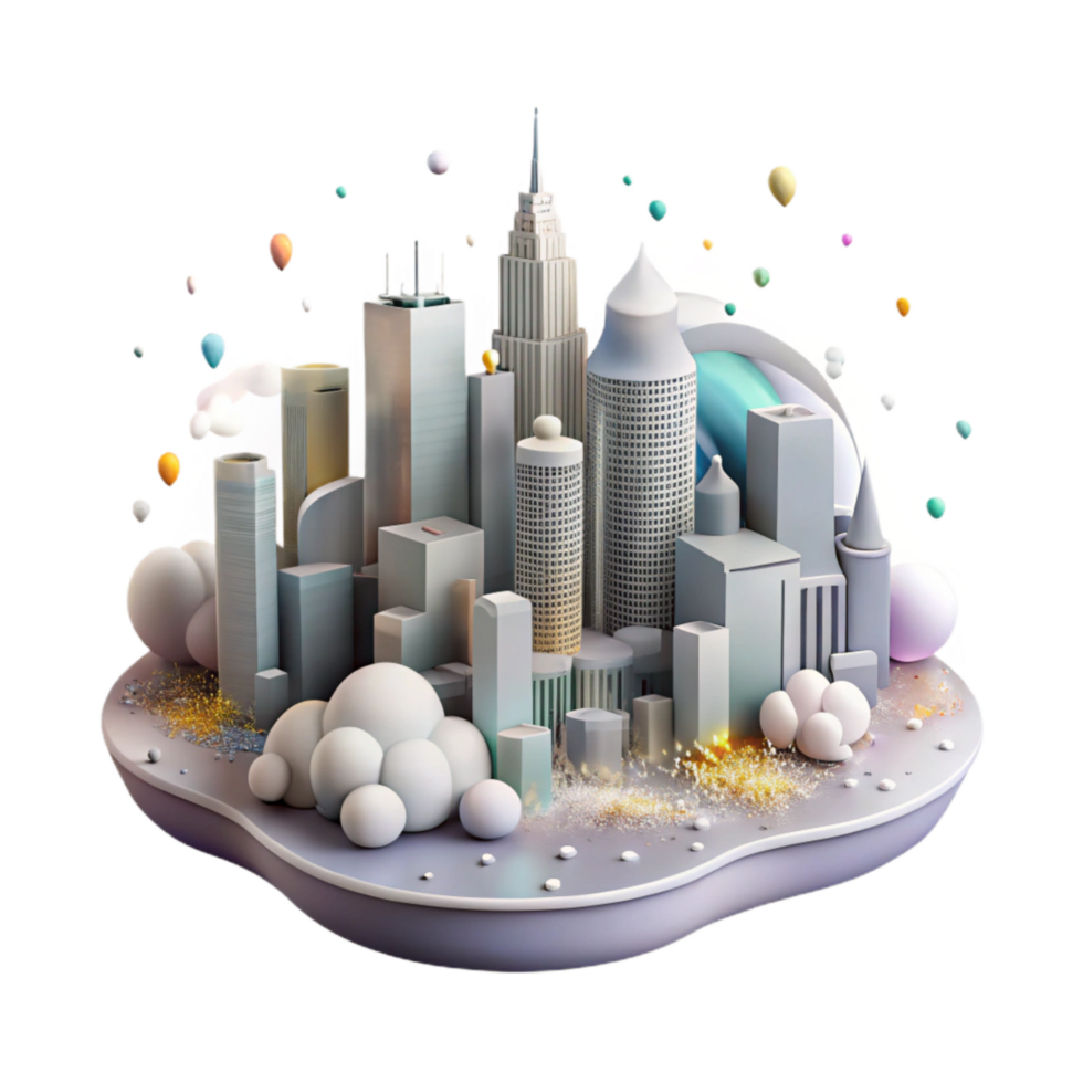 dramatic artistic City Skyline with Smog and Pollution Isolated Background high resolution png
