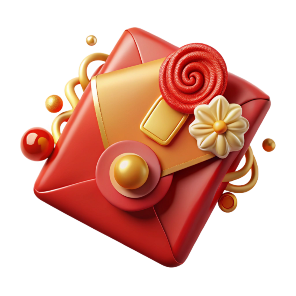beautiful traditional Chinese New Year Envelope Red and Gold Design Isolated Cutout png