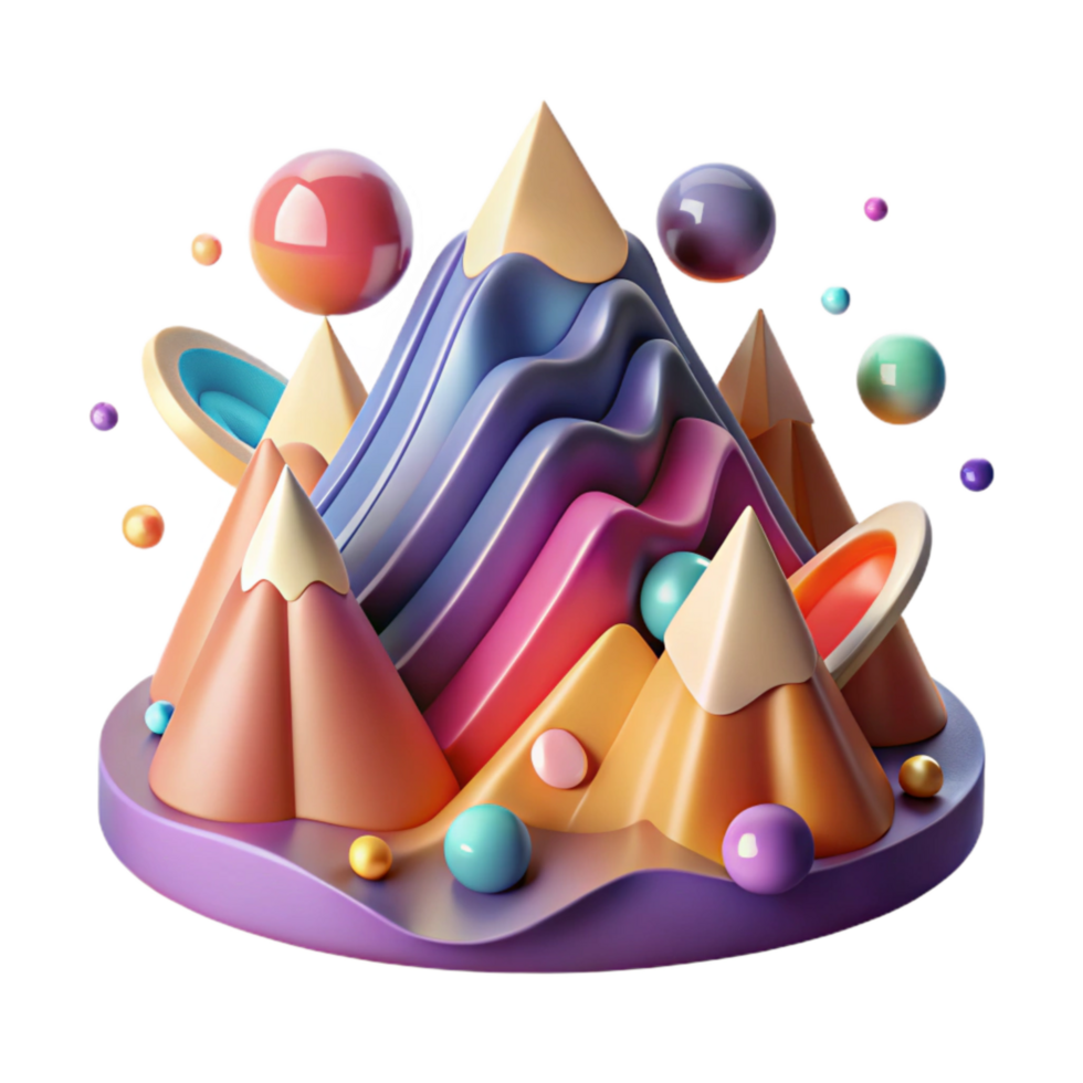 stunning modern Abstract Mountain Art Cutout with Bold Colors high quality png
