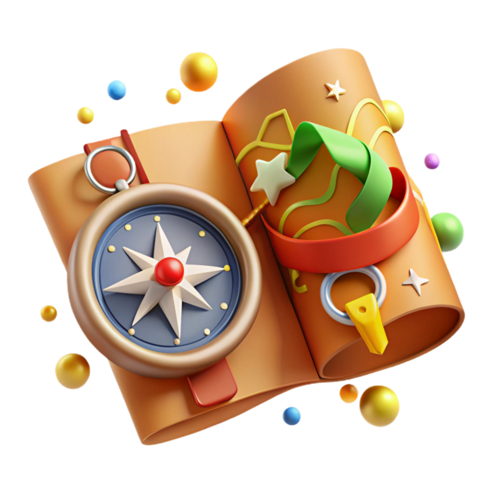 wonderful vintage Compass and Map Adventure Theme Transparent Background Cutout high resolution png