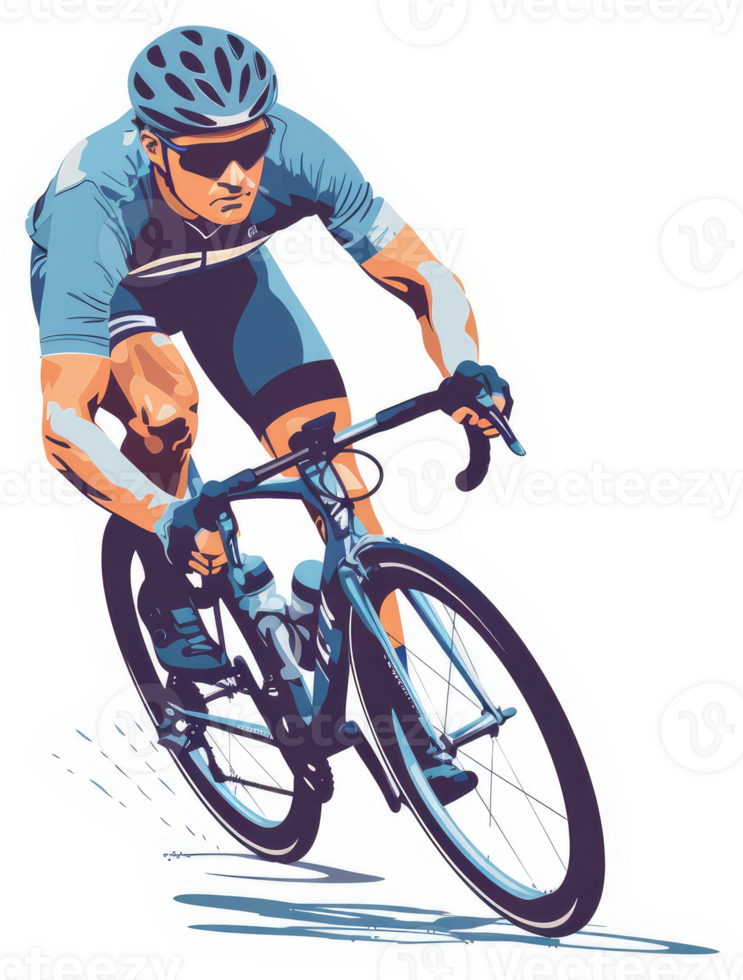 A cyclist in motion, in a dynamic and colorful illustration. png