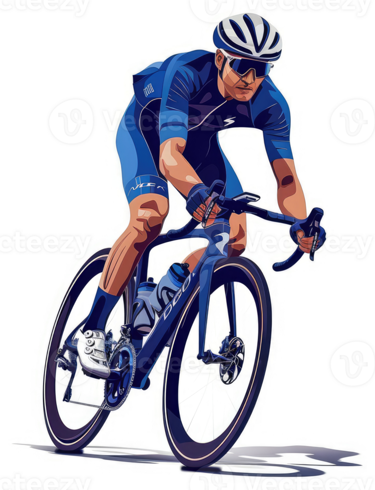 A professional cyclist in a dynamic racing position. png