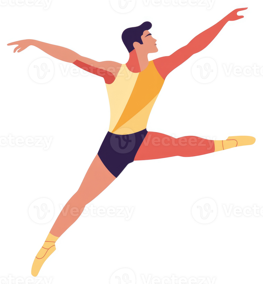 A male ballet dancer in mid-air, showcasing grace and athleticism. png