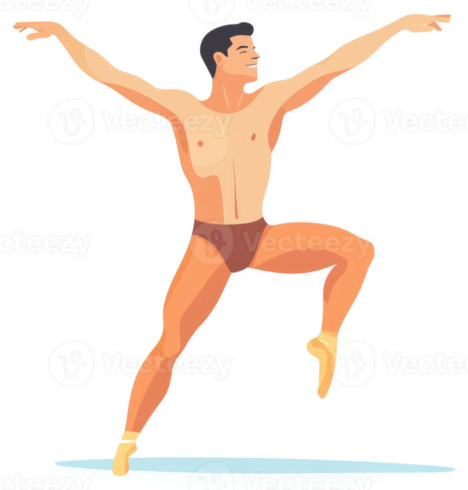 A male ballet dancer in a graceful mid-air pose. png
