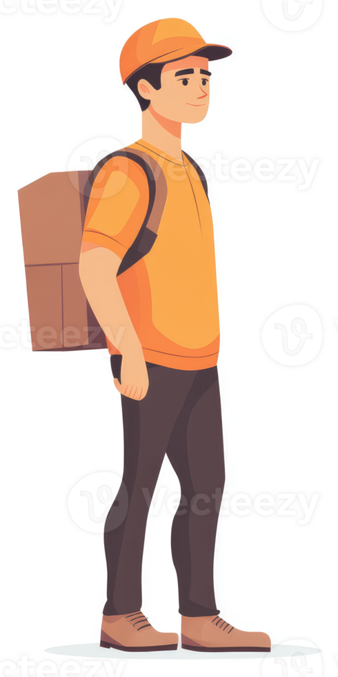A delivery person carrying a package on their back. png