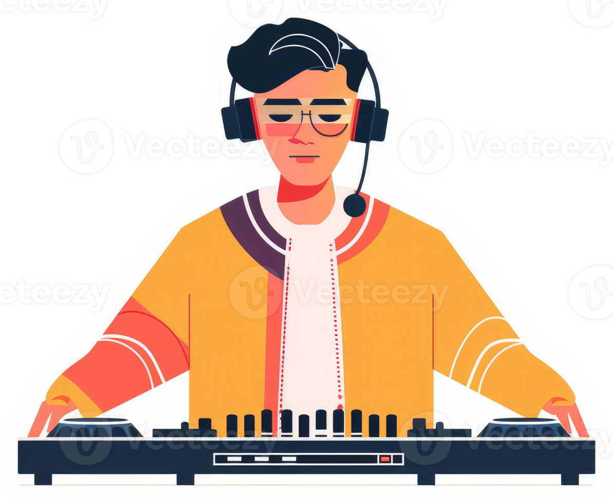 A young dj operating a professional dj equipment. png