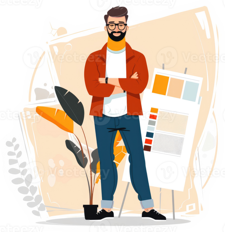 A confident designer presents a color palette for a project. png