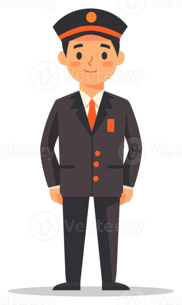 A cartoon illustration of a uniformed male figure. png