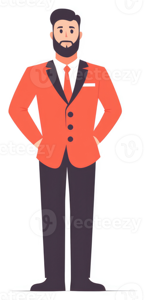 A man in an orange suit, poised and ready. png