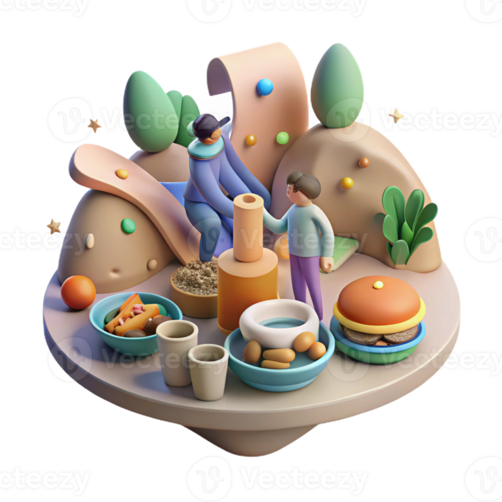 serene artistic Community Sharing Food After Disaster Transparent Background genuine png