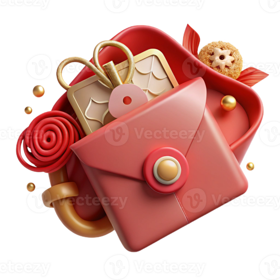 serene artistic Chinese New Year Red Envelope Front View Cutout professional png