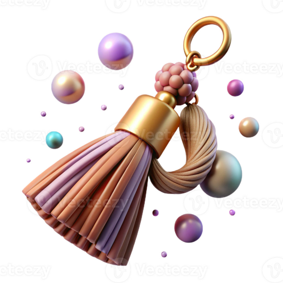 wonderful minimalist Beaded Keychain with Tassel Detail Transparent Background detailed png