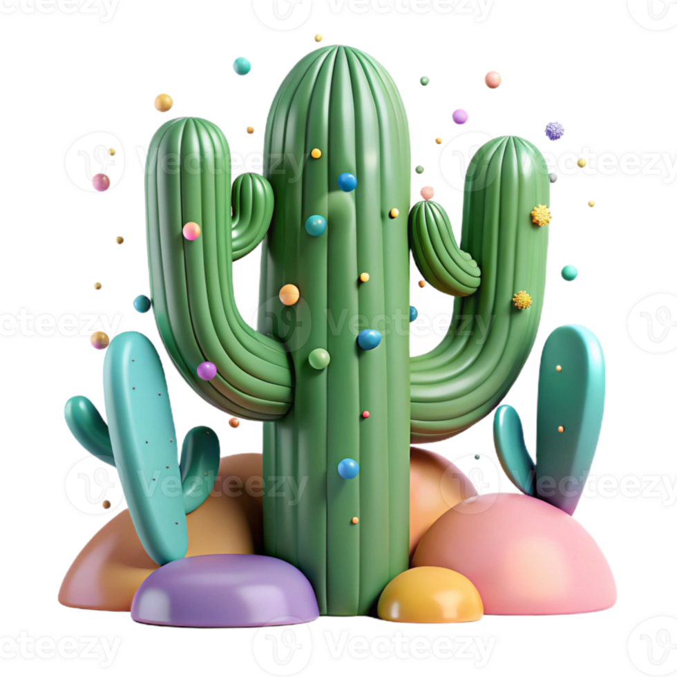 stunning minimalist Desert Cactus Silhouette Transparent Background Green Spikes png
