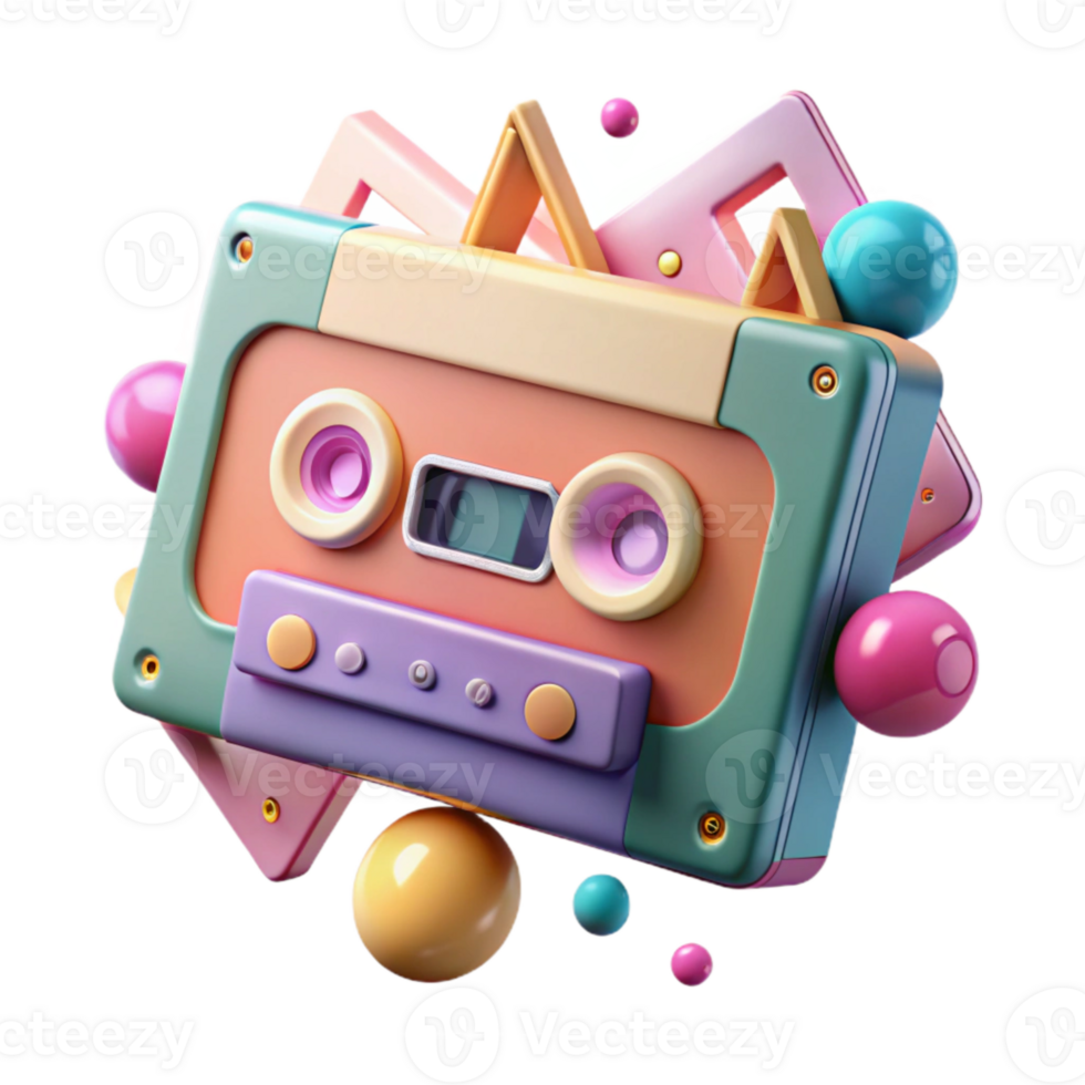 dramatic artistic Cassette Player Isolated with Play Button Pressed png