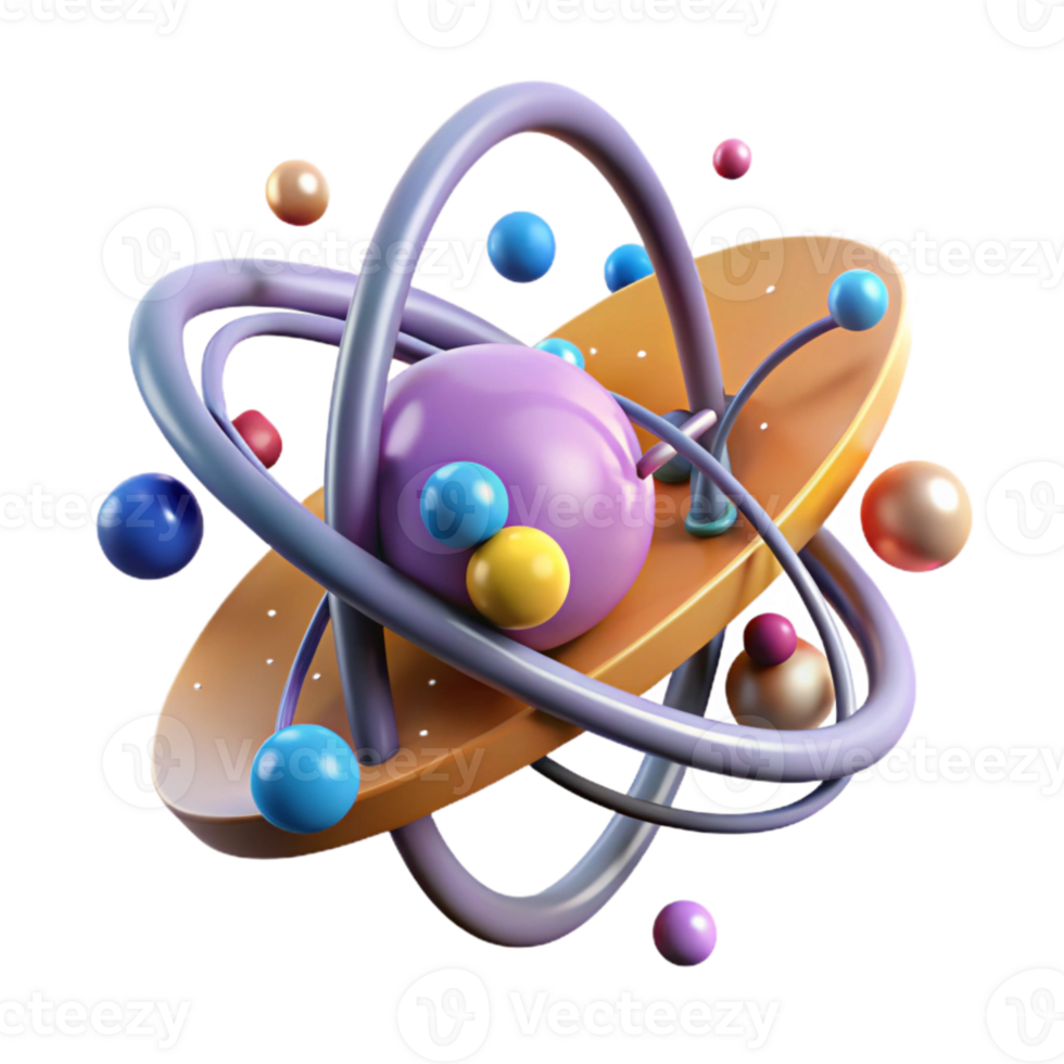 magnificent vintage Atom Model with Orbiting Electrons Transparent Background premium png
