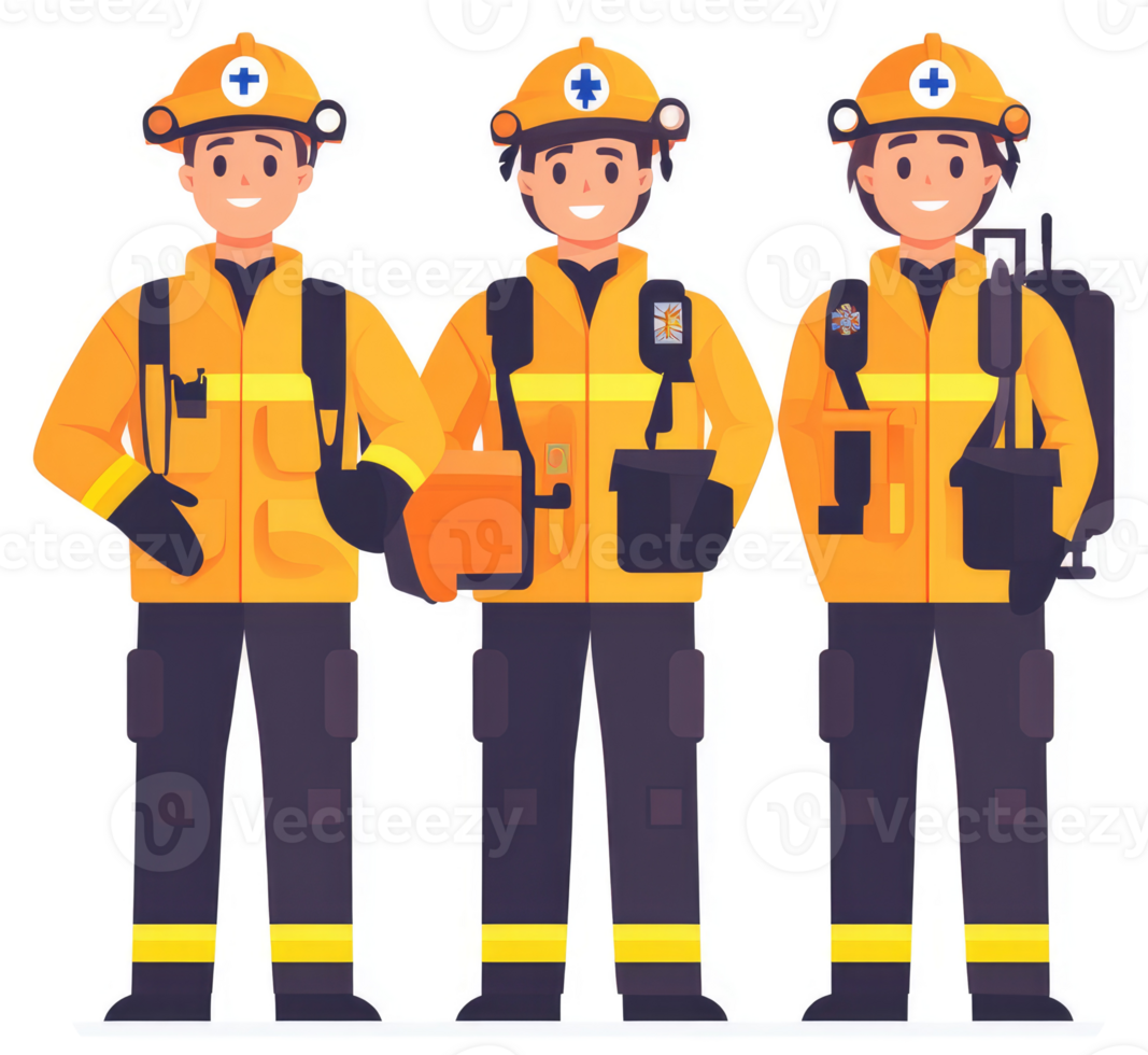 Three emergency responders in protective gear. png