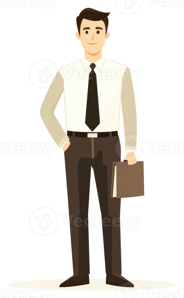 A professional man in a business suit holding a portfolio. png