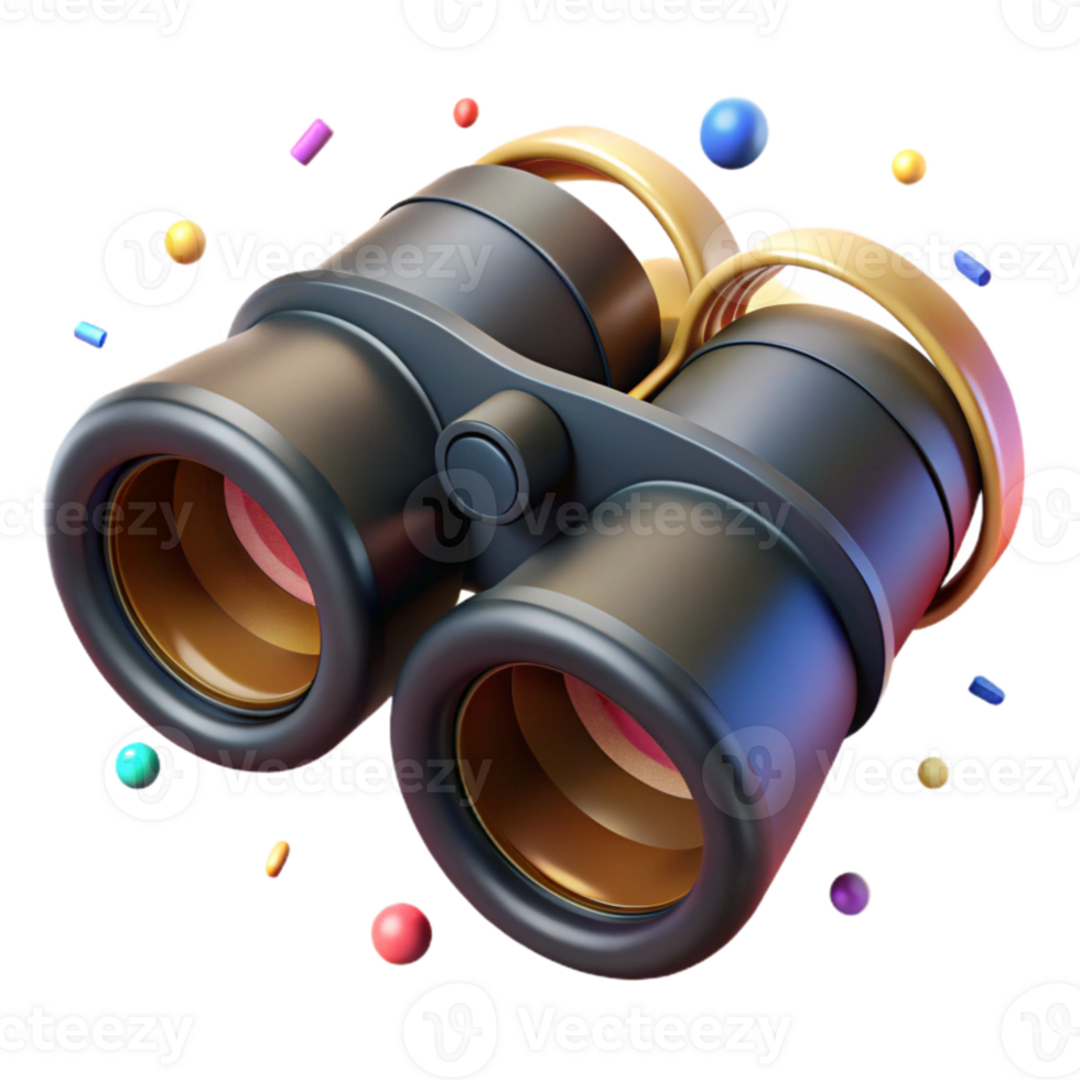 serene traditional Binoculars Close Up Black Cutout premium png