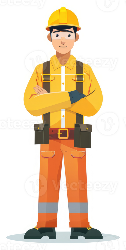 A confident worker in safety attire, ready for the day. png