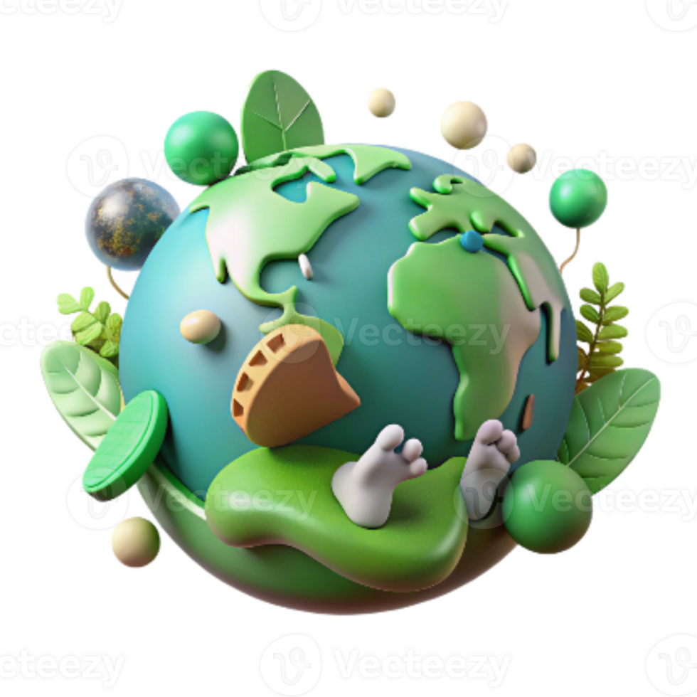 elegant creative Deforestation Illustration Footprint on Earth Cutout Green Tint genuine png