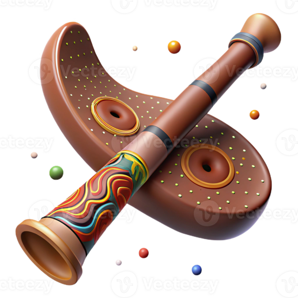 elegant classic Didgeridoo with Aboriginal Art Isolated Element professional png