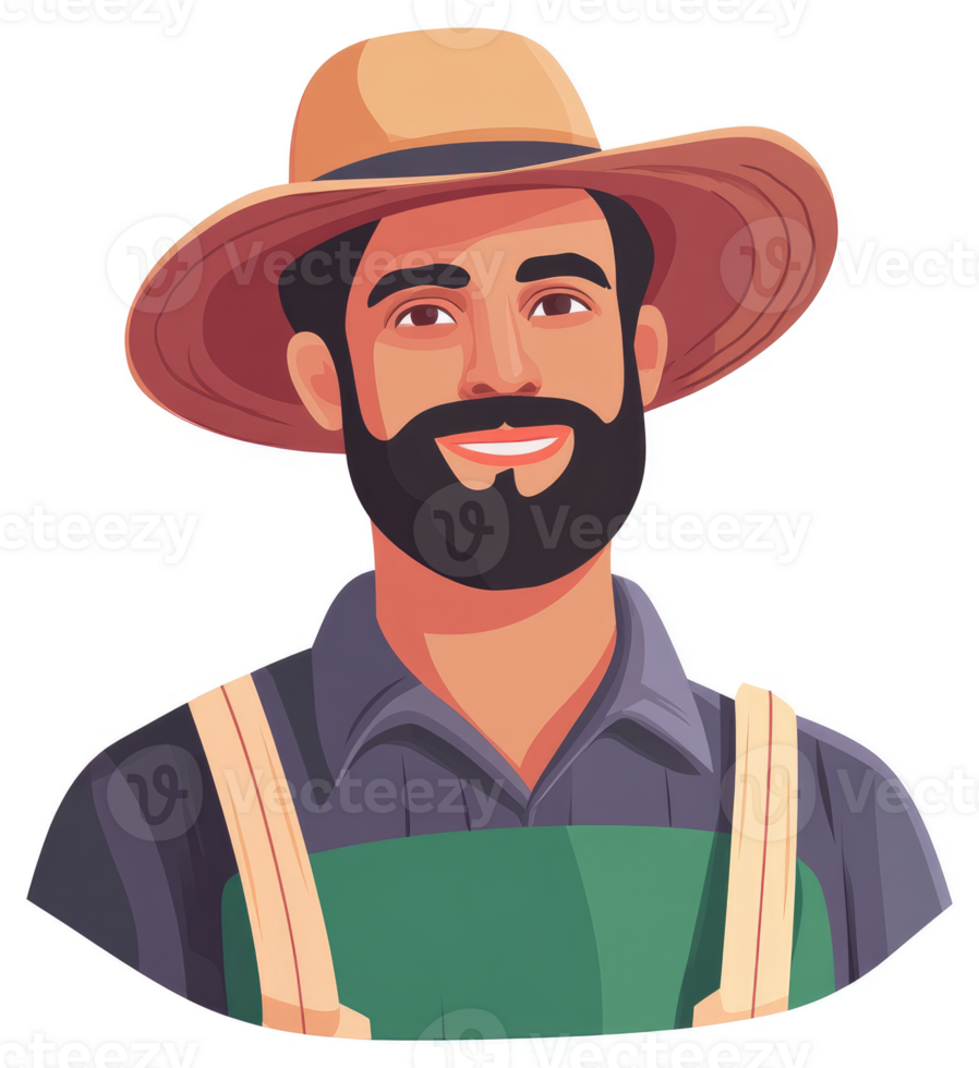 A smiling farmer in a straw hat and apron. png