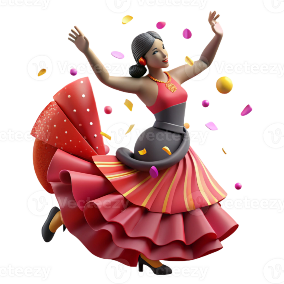 stunning classic Flamenco Dancer Silhouette Isolated Dynamic Pose png