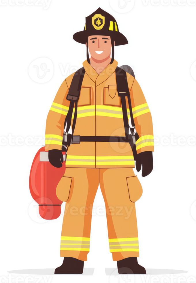 A firefighter in protective gear, ready to respond to emergencies. png