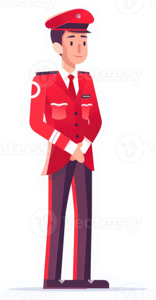 A stylized illustration of a uniformed security guard. png