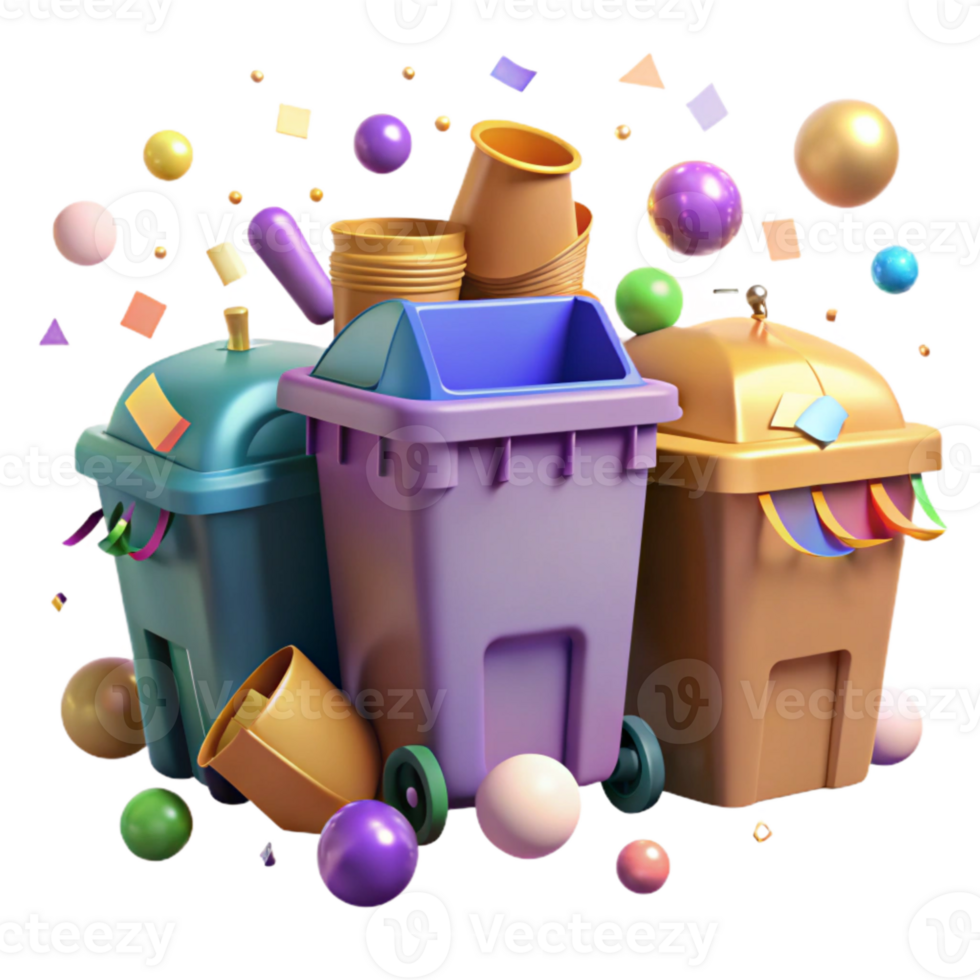 wonderful artistic Community Recycling Center with Bins Isolated high quality png