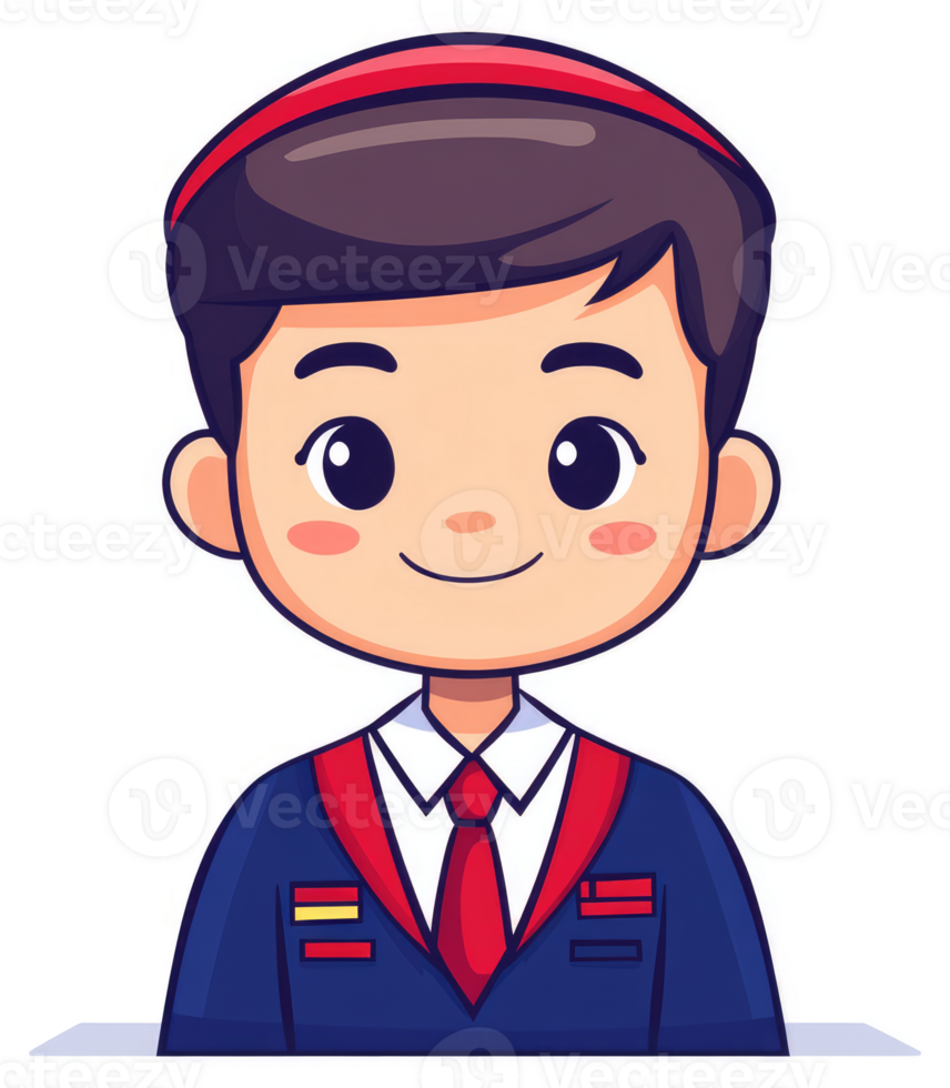 A cartoon depiction of a young person in a formal uniform. png