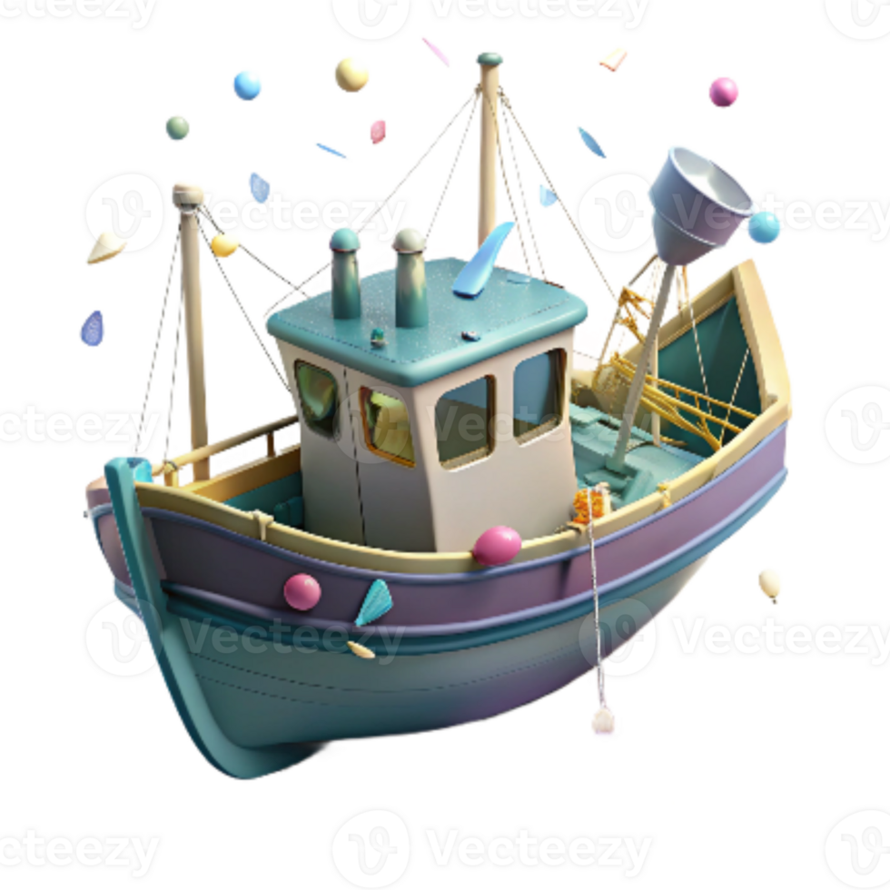 elegant minimalist Fishing Boat Silhouette Black Isolated Cutout high quality png