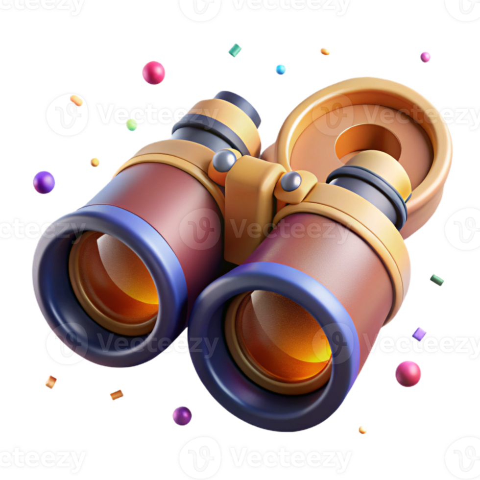 impressive minimalist Binoculars Close Up Cutout with Lens Flare professional png