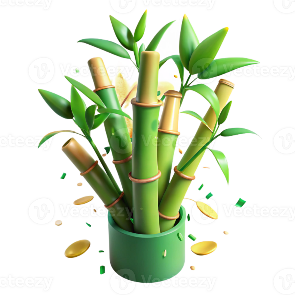 serene creative Bamboo Plant Green Stalks Isolated on White Background exclusive png