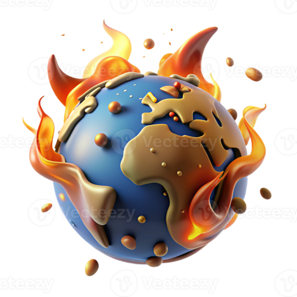 extraordinary rustic Global Warming Earth on Fire Isolated authentic png