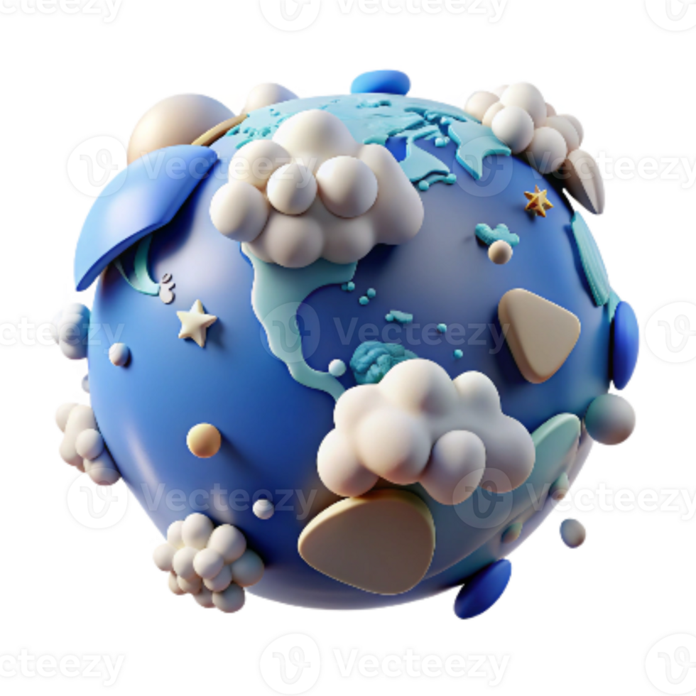 magnificent rustic Earth Globe with Clouds Cutout Blue White Hues detailed png
