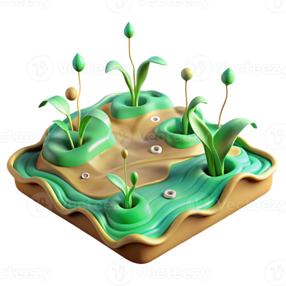 impressive artistic Floodwaters Receding Revealing Green Shoots Isolated professional png